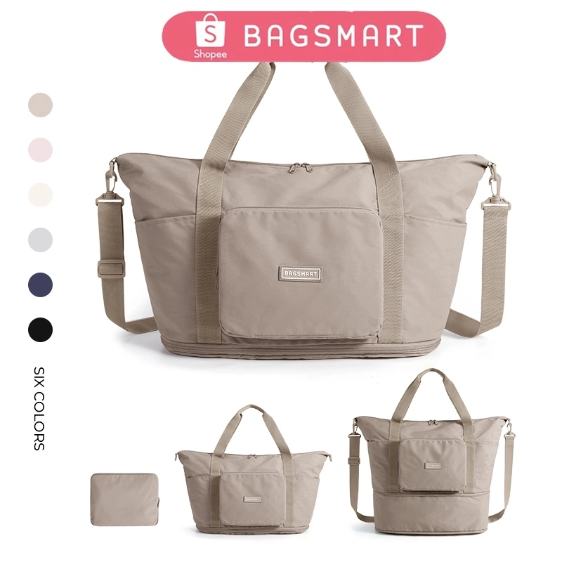 BAGSMART Tas Travel Besar 29–43L Expandable Tahan Air Tote Gym Work Duffel Bag Muat Laptop 15.6''