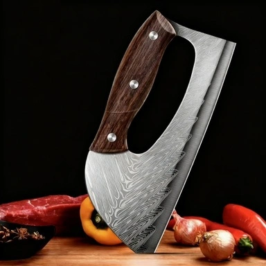 Pisau Dapur Stainless Steel - Potong Daging & Sayur Jadi Lebih Cepat, Mata Pisau Anti Karat & Tidak Perlu Diasah, Gagang Ringan Nyaman Digunakan, BISA COD
