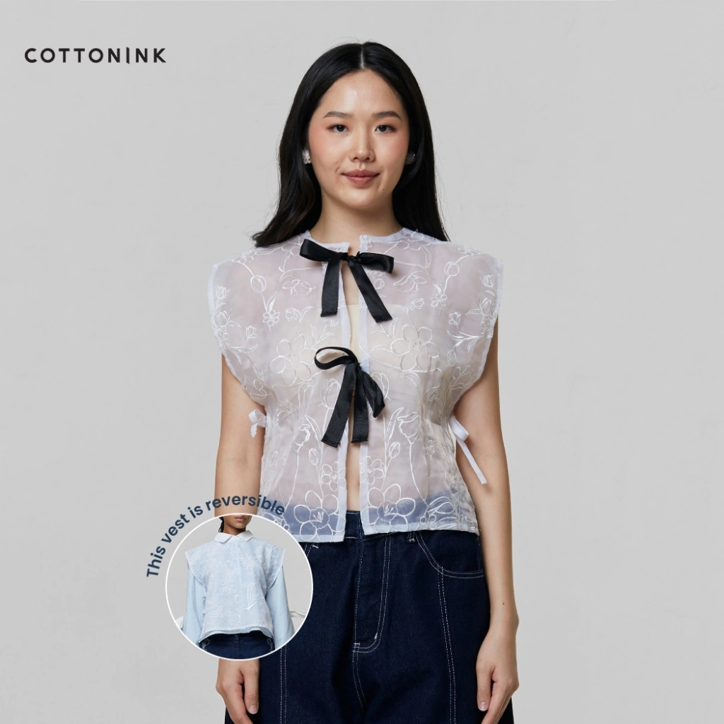 COTTONINK - Outerwear Vest Wanita Off-white Kerala #AnniversaryCollection2025