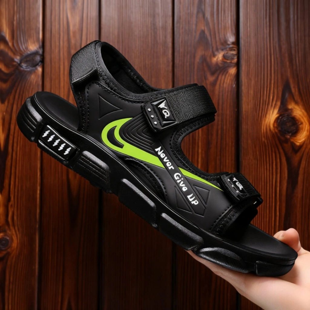 Sandal Gunung Pria Keren Nyaman Ringan Karet Pvc Tahan Lama Anti Slip Hitam Casual Ukuran 39-44