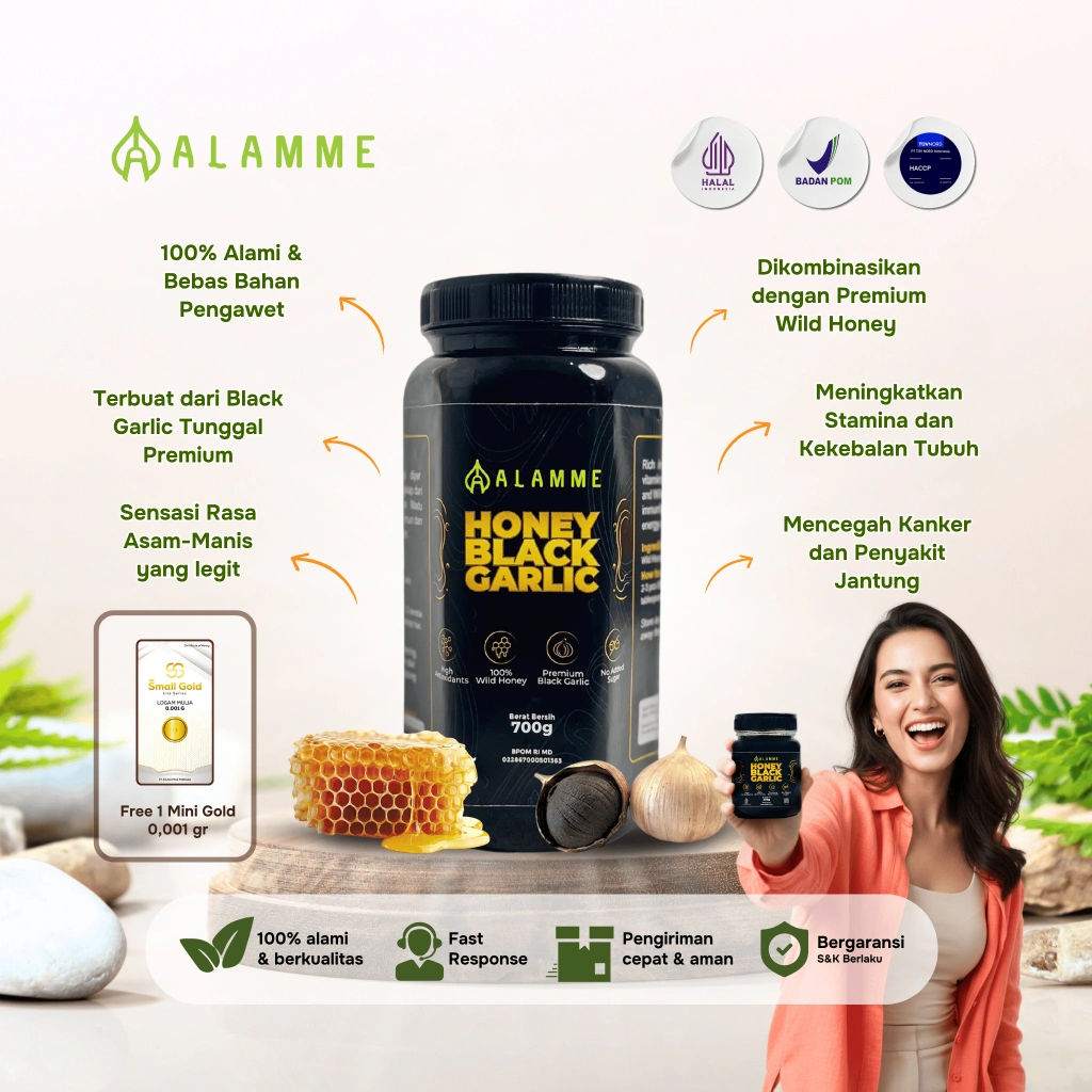 Alamme Black Garlic Honey Madu Bawang Hitam Tunggal Lanang Premium 700gr