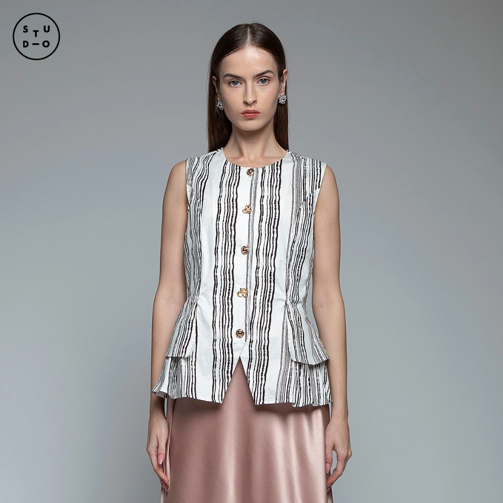 COTTONINK Studio - Outerwear Vest Wanita Black Waves Sankey #HolidayCollection2025