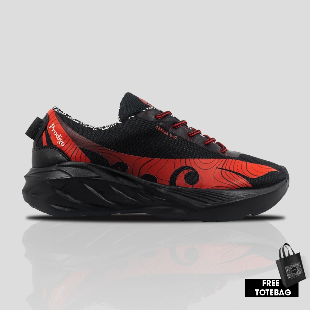 Prodigo * Sepatu Running Toraja Hitam Merah I Sepatu Sport I Sepatu Sneakers Pria I Sepatu Olahraga Pria Wanita I Sepatu Lari Terbaru