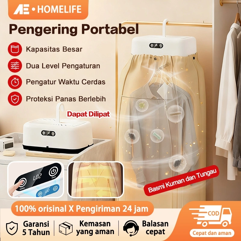 AE Pengering Pakaian Portabel Anti Bakteri99.99% Pengering Pakaian Lipat Cepat KeringDalam 2 Jam