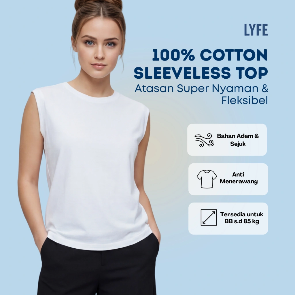 Kaos Polos Wanita Inner Tanpa Lengan Sleeveless Premium Katun Combed 30s Cotton Combed 30s