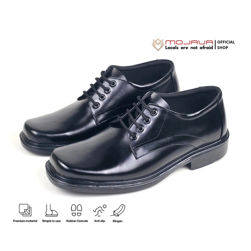 Mojava M41-01 Sepatu Pantofel Pria Oxford Tali Kulit Asli Hitam Size 39 - 43