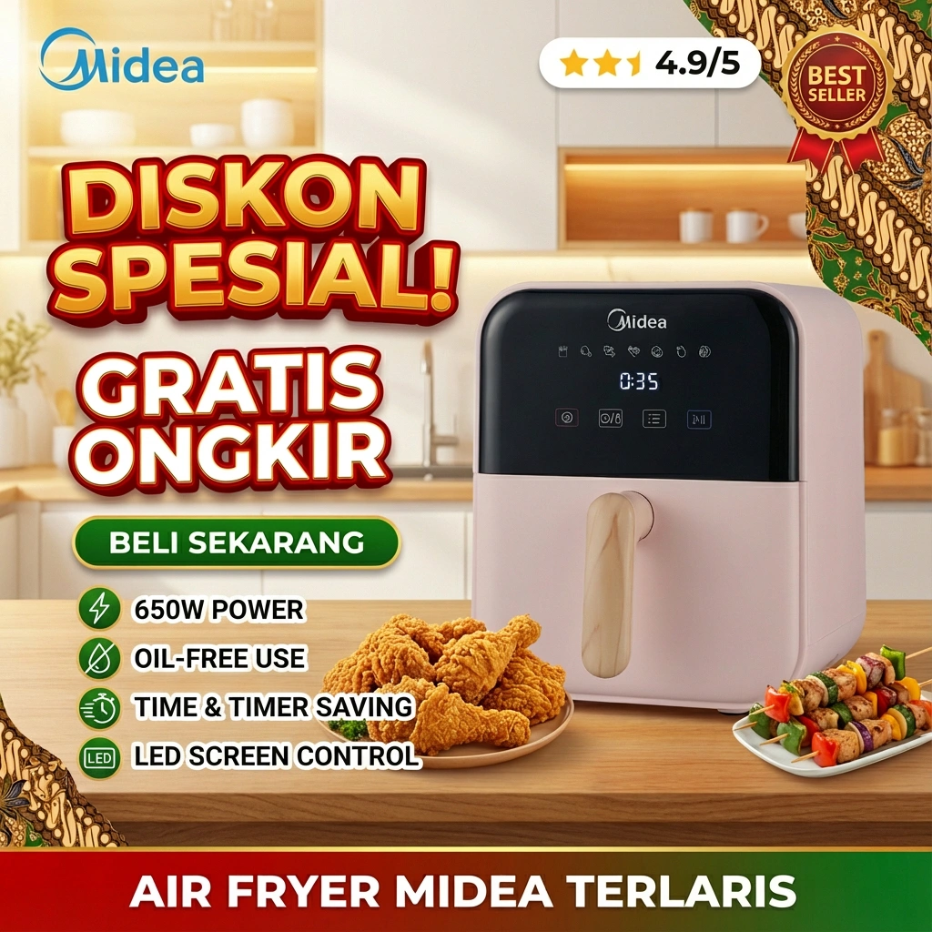 Hadiah Pernikahan Digital Airfryer 650W Hemat Energi Kapasitas 4L Sentuhan Digital Hadiah