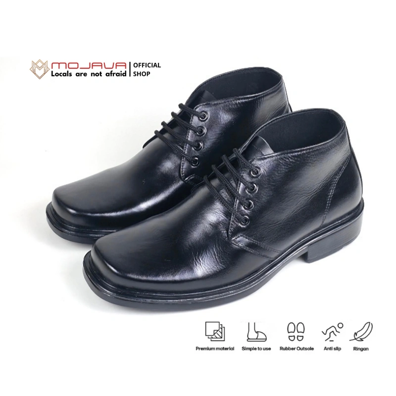 Mojava M42 Sepatu Pantofel Pria Oxford PASKIBRA Tali Kulit Asli Hitam Size 39 sd 43