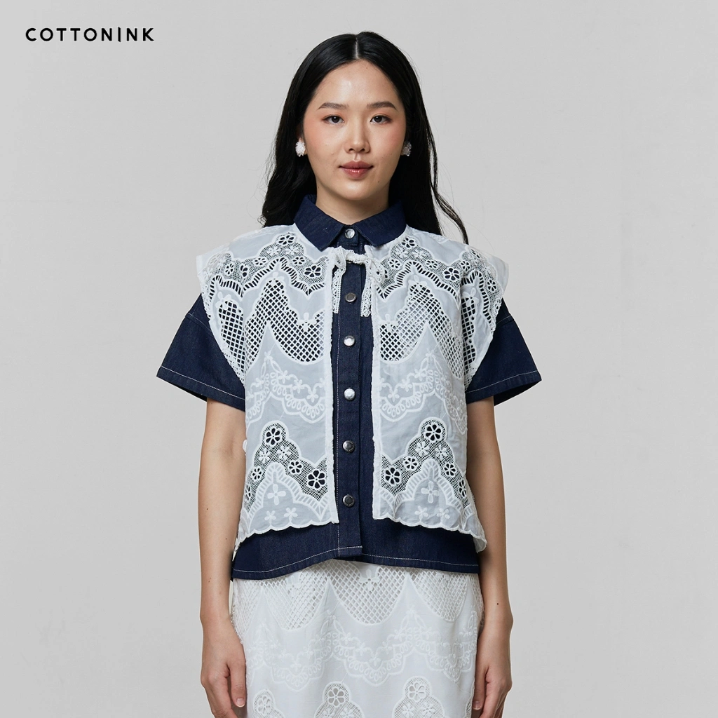 COTTONINK - Outerwear Vest Wanita Off-white Scallop Ronin #AnniversaryCollection2025