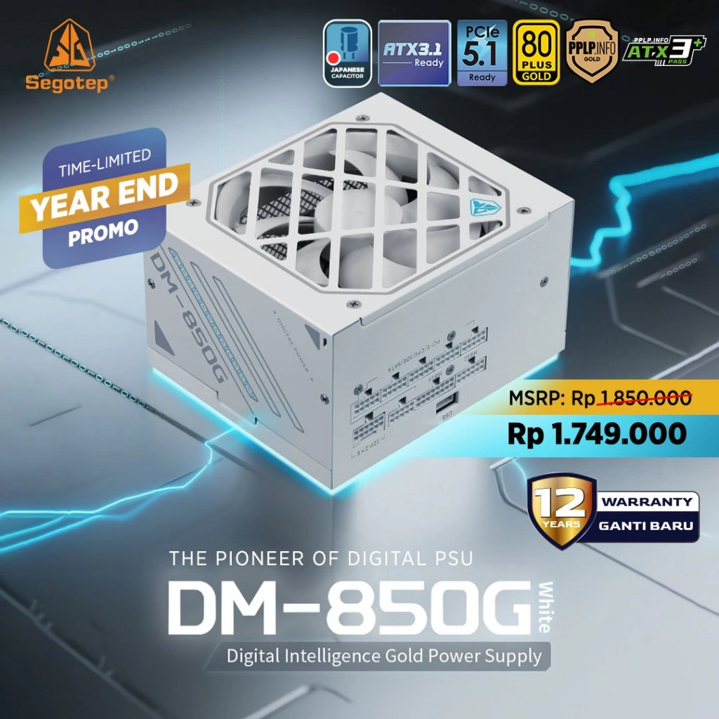 SEGOTEP DM850G ATX 3.1 (850W 80PLUS Gold Digital PSU Modular)