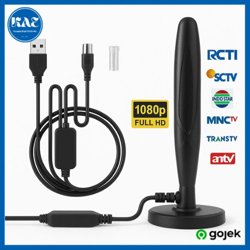 Antena TV Digital Indoor DVB T2 Full HD dengan Amplifier 37dB Sinyal Kuat Jernih untuk Semua Channel Lokal Indonesia