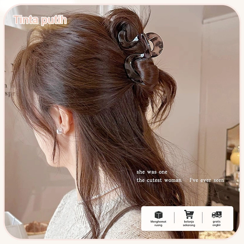 Jepitan rambut gelombang musim gugur dan musim dingin yang santai, jepitan kecil, jepitan rambut setengah terikat yang cocok untuk semua, aksesori rambut belakang kepala sederhana kelas atas