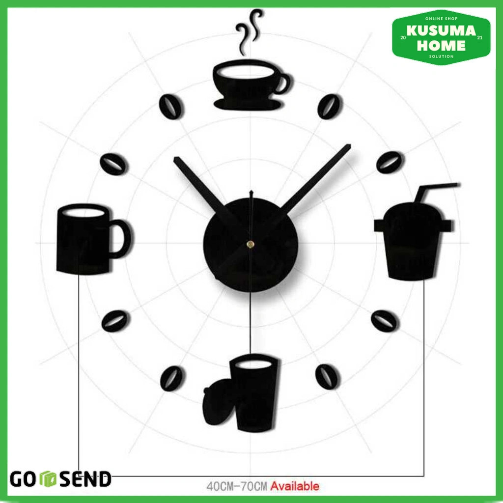 Jam Dinding Dekorasi Unik DIY Silent Tanpa Suara Bentuk Cangkir Kopi Estetik Modern untuk Hiasan Cafe Dapur Ruang Tamu