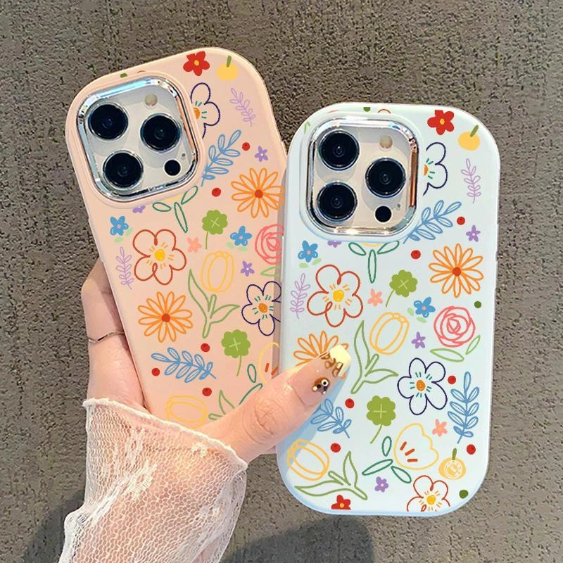 Casing Hp For Realme Case Narzo 50A Prime 50 5G GT Master 20 20A 30 30A N53 N55 Silikon Oval Metal Lens Tanaman Mekar Sofecase