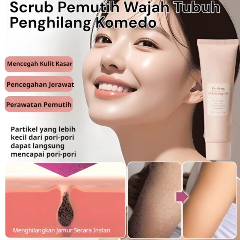 Eksfoliasi Whitening/Scrub Pemutih Wajah Tubuh Penghilang Komedo/Scrub Exfoliating Pembersih Pori/Pemurnian Kulit Bertekstur Halus/Perawatan Kulit Berminyak &amp; Kering/Scrub Wajah Alami