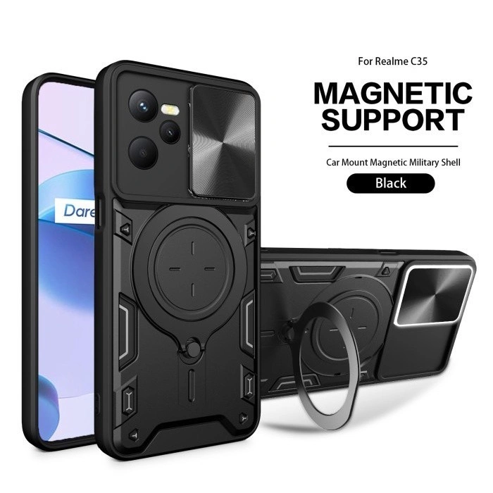 Realme C35 - Narzo 50a Prime - EvoX Military Army Flash Flip Lens Shockproof Armor Case