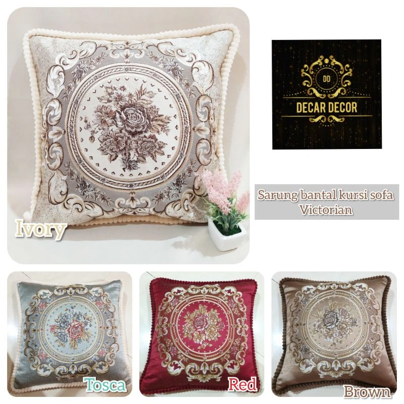 sarung bantal cantik - sarung bantal kursi bunga mawar shabby