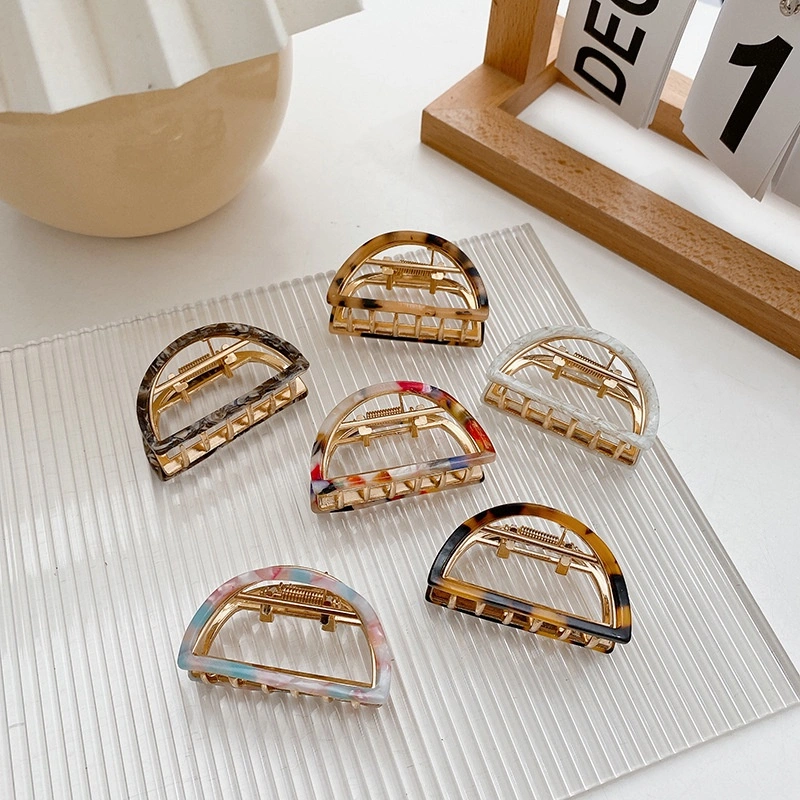 [CUCI GUDANG] JEPIT KOREA PREMIUM HALF CIRCLE METAL GOLD GLOSSY SETENGAH LINGKARAN JEPITAN ELEGAN UNIK LUCU MOTIF LEOPARD MACAN TUTUL MARBEL JEDAI MINI MEDIUM CEPOL AKSESORIS WANITA HAIRCLIP HAIR CLIP CLAW