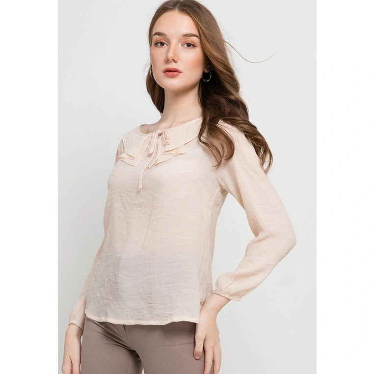 FAME - Blouse Wanita Lengan Panjang Cream - 9211712