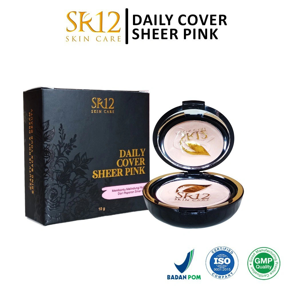 Daily cover Sheerpink SR12 Bedak Padat Menutupi Bekas Jerawat Flek Hitam Spf 15