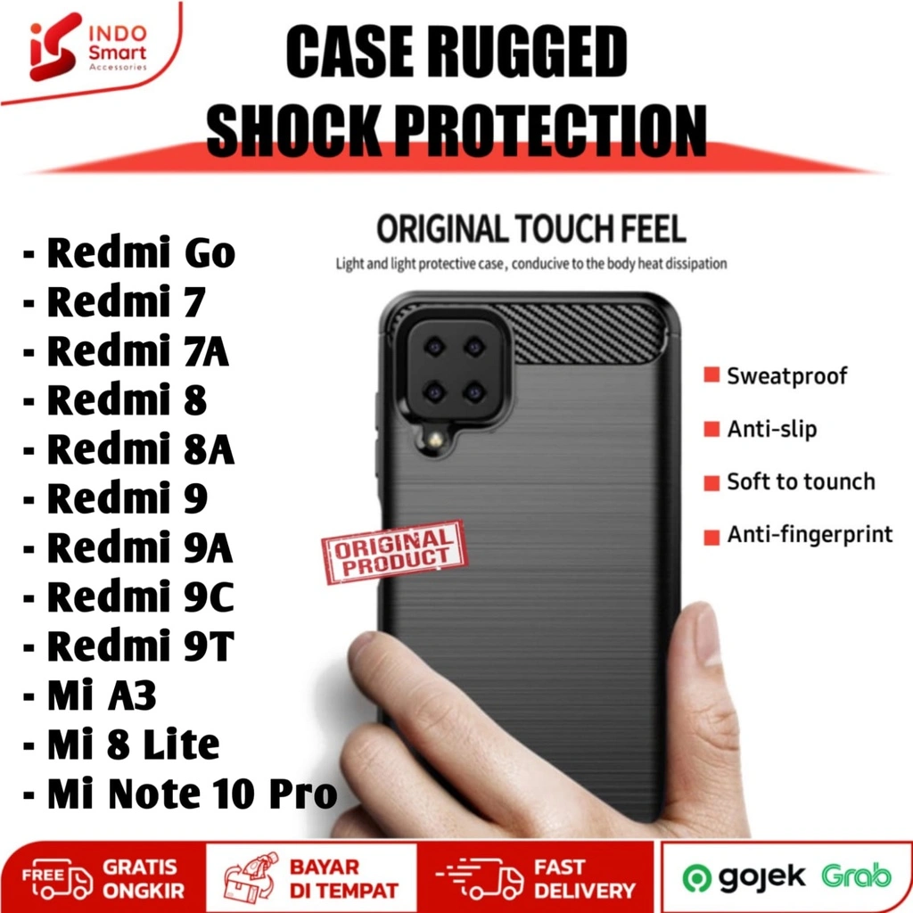 Softcase Redmi Go 7 7A 8 8A 9 9A 9C 9T Mi A3 8 Note 10 Lite Pro Casing Ipaky Carbon Rugged Shock Protection