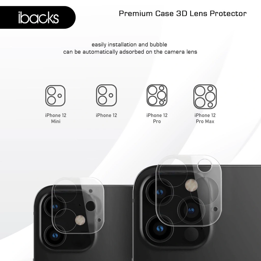 ibacks Premium 3D Frame Camera Lens Protector for iPhone 12 (All Type)