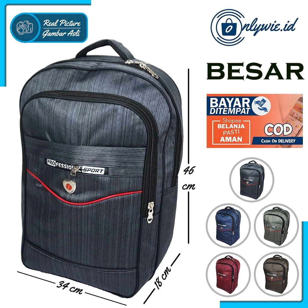 Tas Ransel Pria Tas Backpack Tas Sekolah Tas Kuliah Tas Punggung Laptop Besar