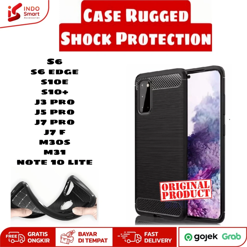 Softcase Samsung Galaxy S6 S10E S10 J3 J5 J7 M30S M31 Note 10 Lite Pro Plus Casing Ipaky Carbon Fiber Matte Silicon Rugged Armor