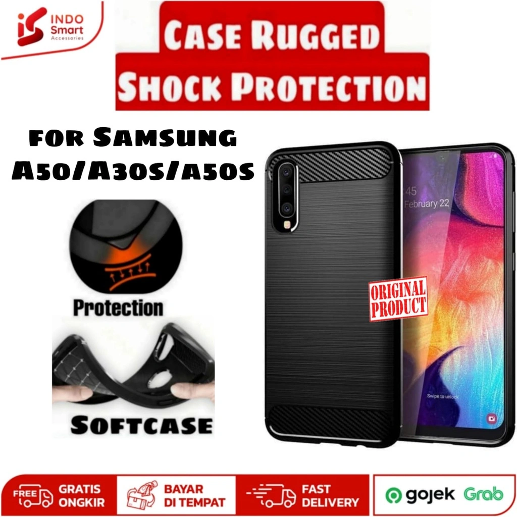 Softcase Rugged A30S/A50/A50S Casing Carbon Shock Protection Samsung