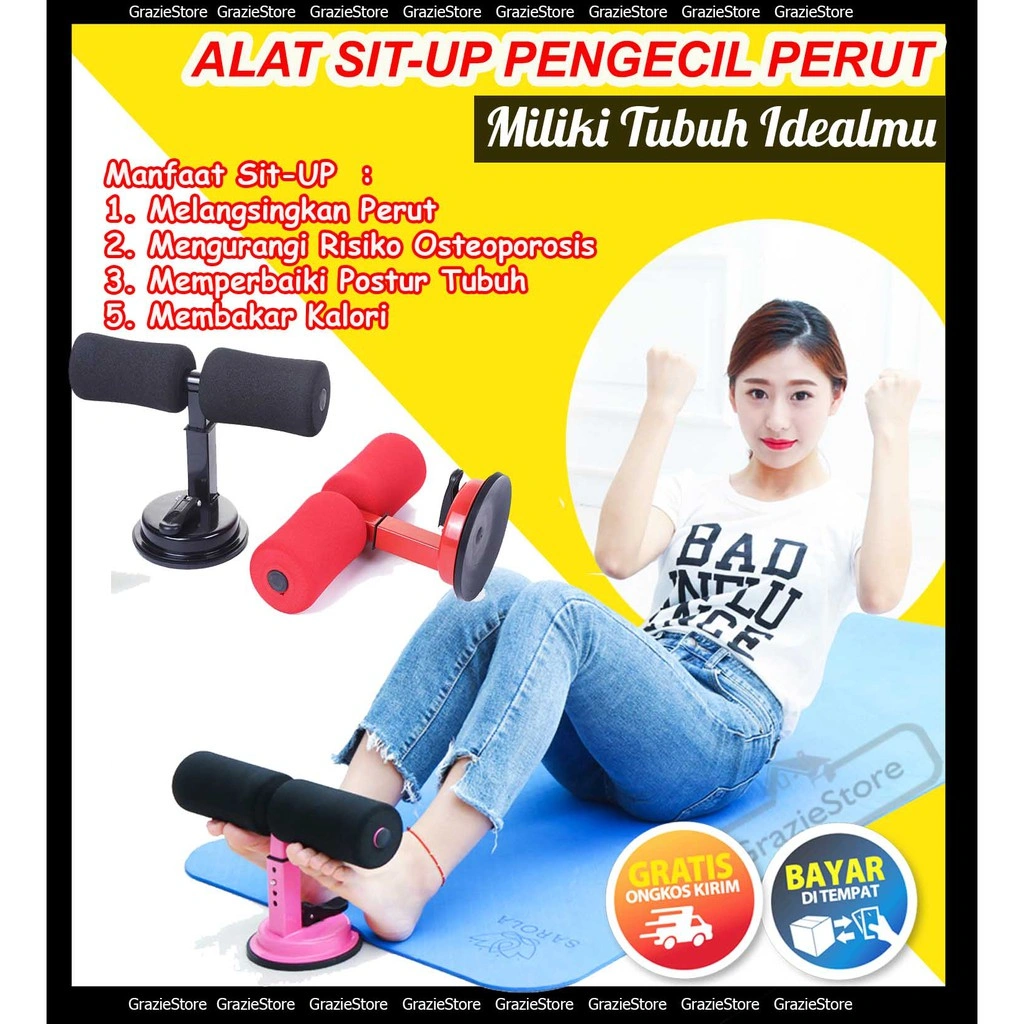 COD | ALAT SIT UP PORTABLE ALAT OLAHRAGA DI RUMAH PENGECIL PERUT PEMBAKAR LEMAK