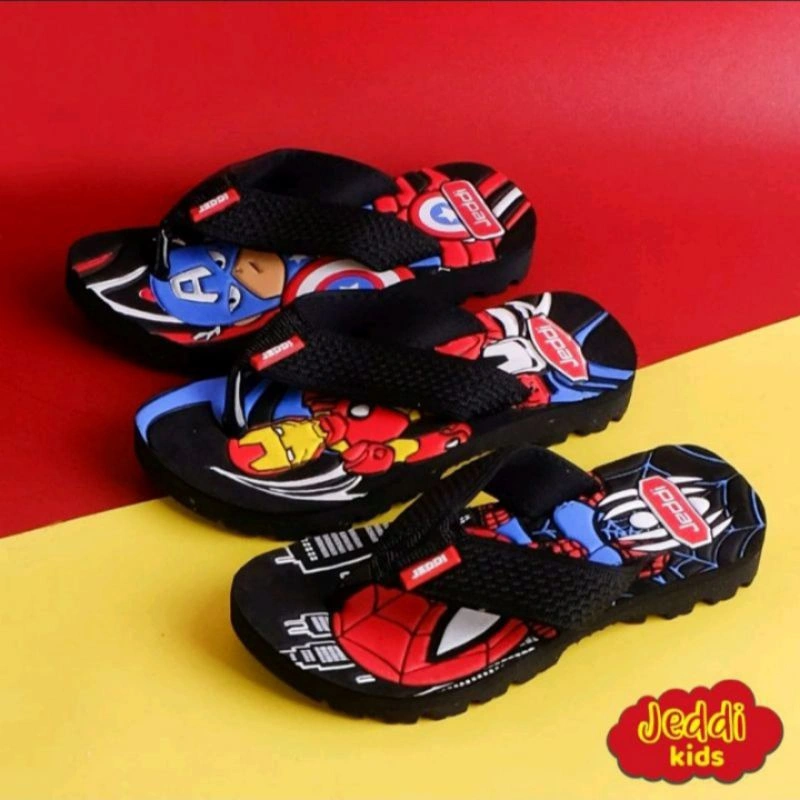 JEDDI KIDS JPT [Superhero] Sandal Jepit Anak Laki-laki Sendal Japit Anak Cowok Motif Superhero
