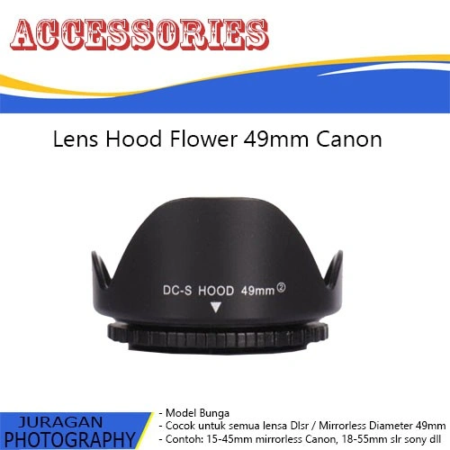 Lens Hood Flower 49mm Canon 15-45mm M3 M10 M100 M5 M5 M6 Sony Hood