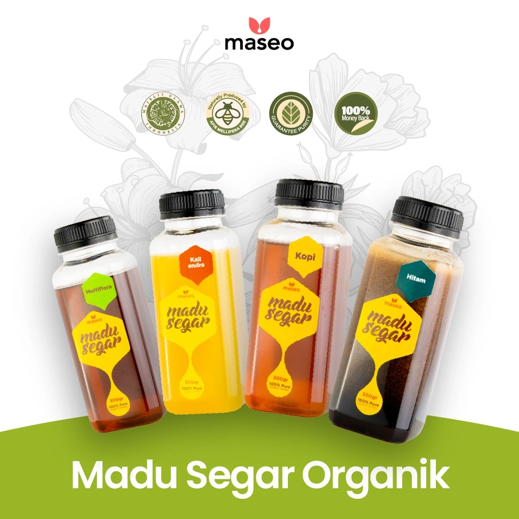 Maseo Madu Murni Nektar Bunga 300gr Madu Asli Pure Natural Raw Honey Madu Segar Organik