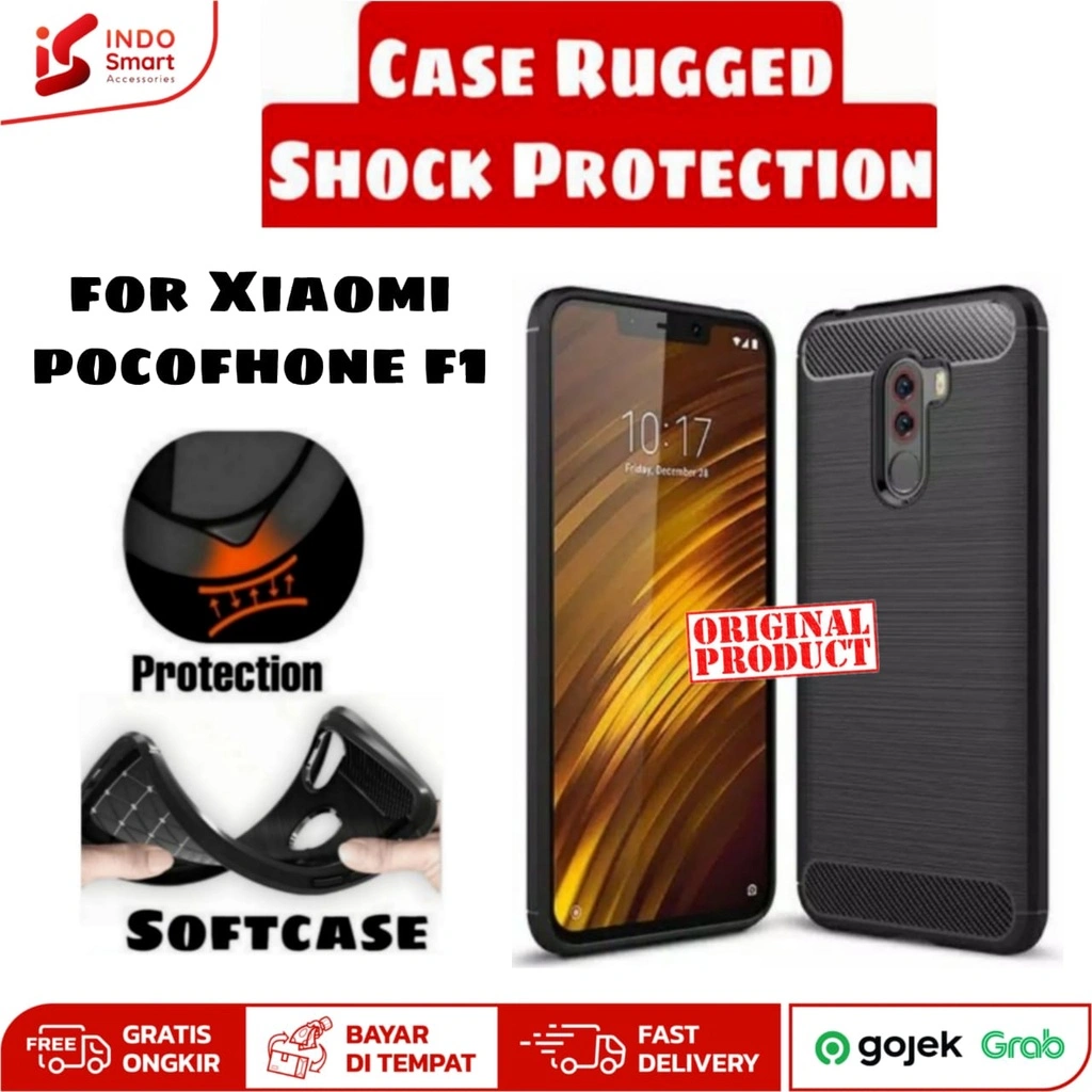 Softcase Rugged Poco X3 Casing Carbon Shock Protection Xiaomi