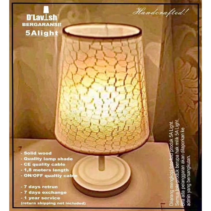 Cute White Wood - Lampu Meja Hias/Nakas/Tidur