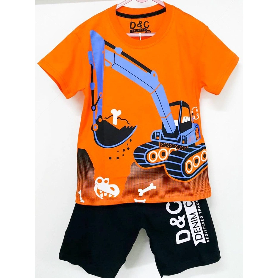 SETELAN Baju Atasan Anak Laki-Laki Kaos Bocah Cowok TRACTOR ORANGE Ukuran 1-10 Tahun