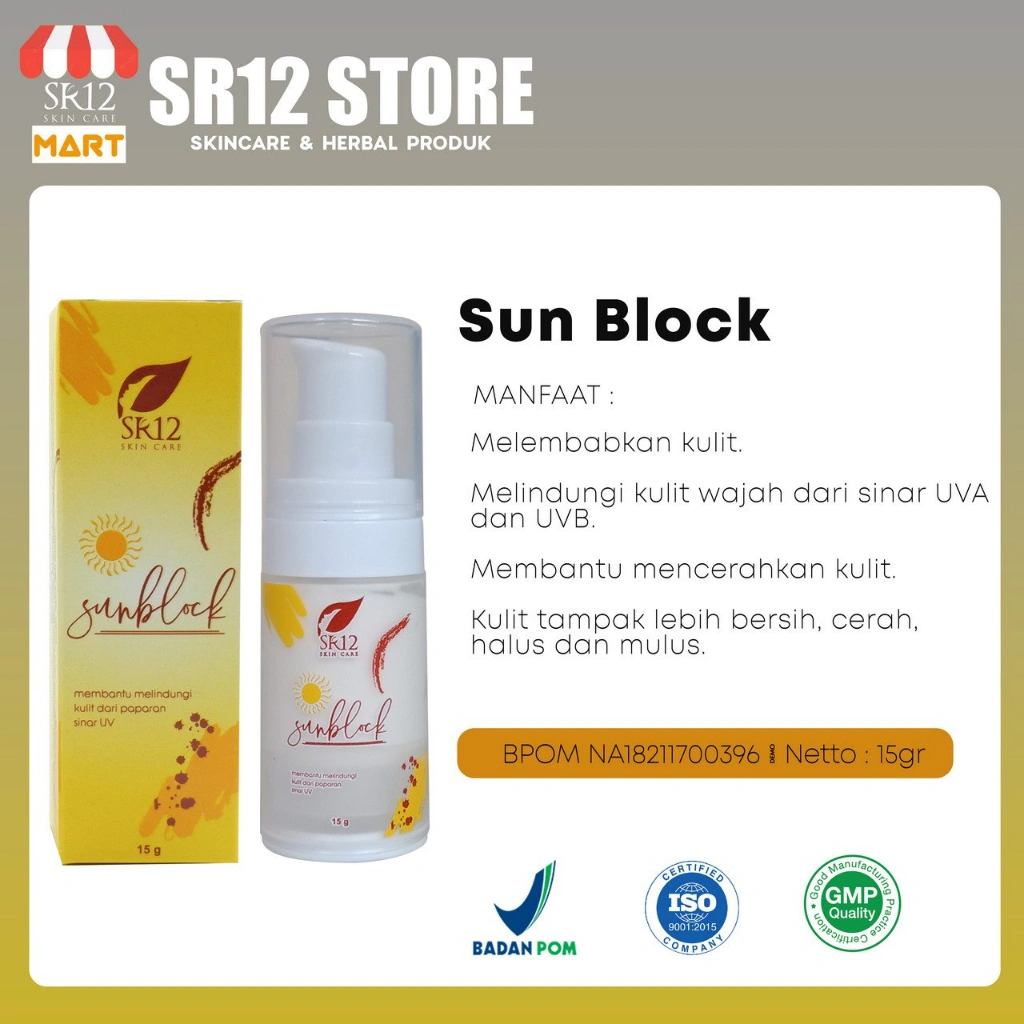 Sunscreen SPF 30 PA +++  Sunblock Wajah Dan Badan Suncare SR12 Melindungi Kulit Dari Sinar Matahari