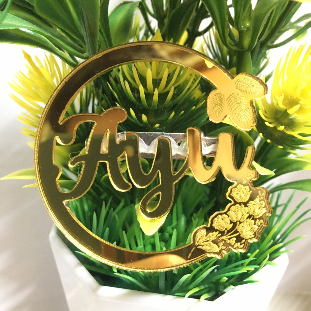 Bros Nama Murah Motif Bunga Bulat Custom Akrilik