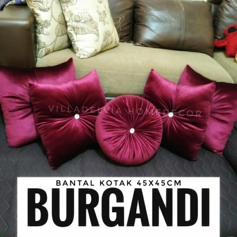 Bantal Kotak Beludru/Bantal Beludru 45x45/Bantal Sofa/Bantal Kursi/Bantal Ruang Tamu/Bantal Murah/Bantal Minimalis