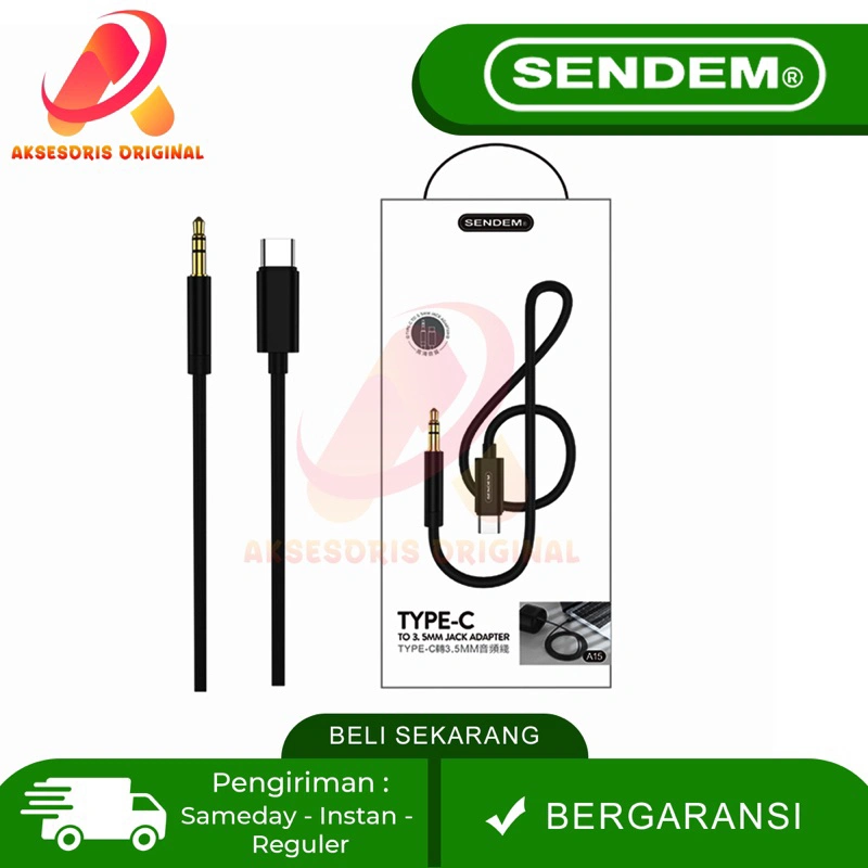 SENDEM Kabel Aux Type C to Jack 3.5mm Audio SN -A15. 1.2M