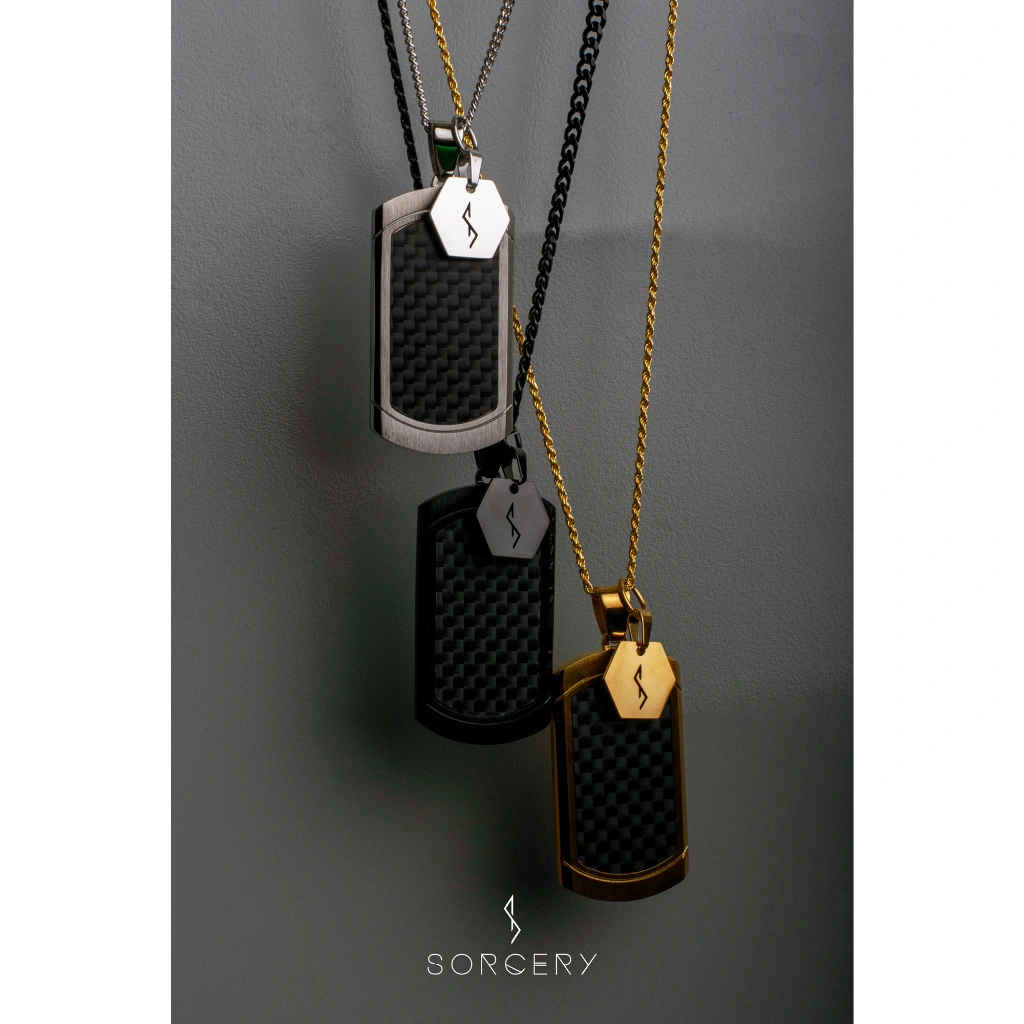 SORCERY Pendant SCP3 Kalung Liontin Bandul Titanium Karbon Pria Wanita