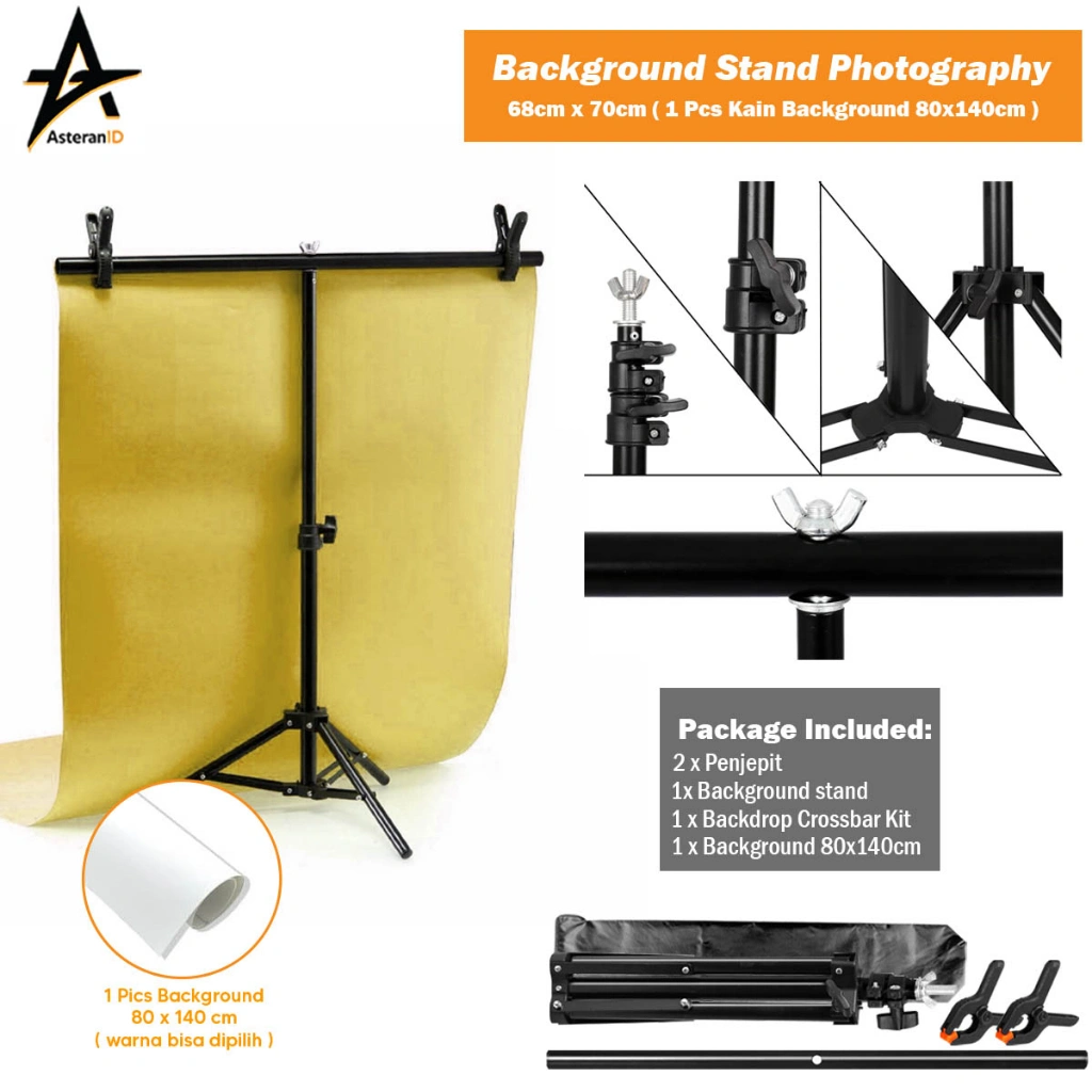 Paket Background Stand 68 x 70 + Background Studio Foto 80 x 140