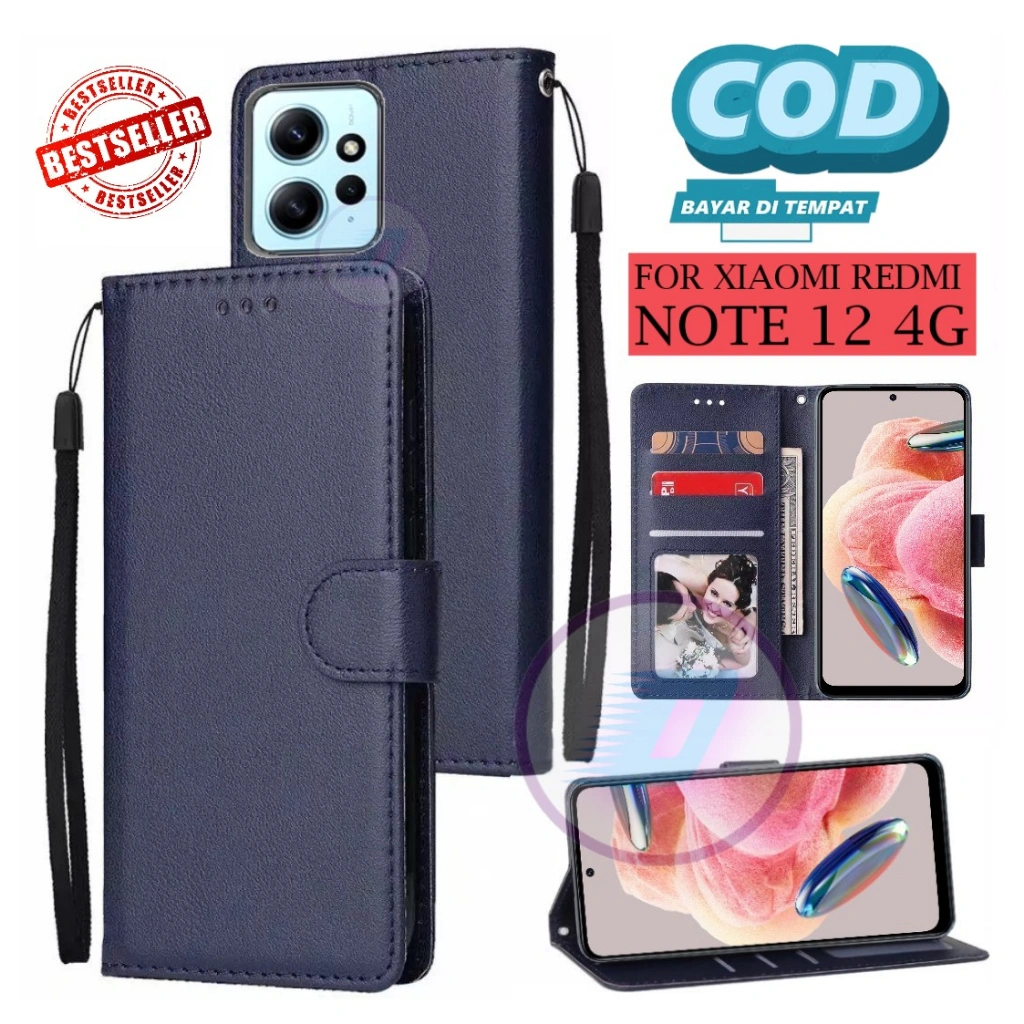 XIAOMI REDMI NOTE 12 4G FLIP CASE DOMPET PREMIUM-FLIP WALLET CASE KULIT/DOMPET HP