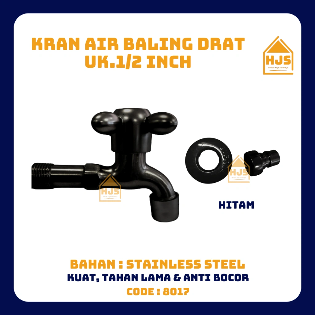 Kran Air Putar Stainless 1/2 inci 0.5 anti karat l Keran Baling Cuci Tembok Taman [8017] | Kran tembok Minimalis HITAM murah -Keran Air taman kamar Mandi bak air mesin cuci Black matte gold keran stainless wastafel cuci
