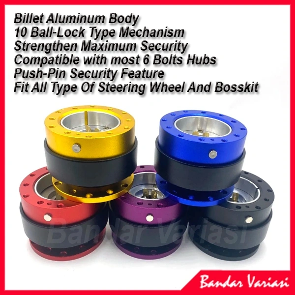 Quick Release Stir Steering Wheel Tombol  Hub Almunium Adapter Boskit Boshkit Bosskit Sambungan Setir Mobil