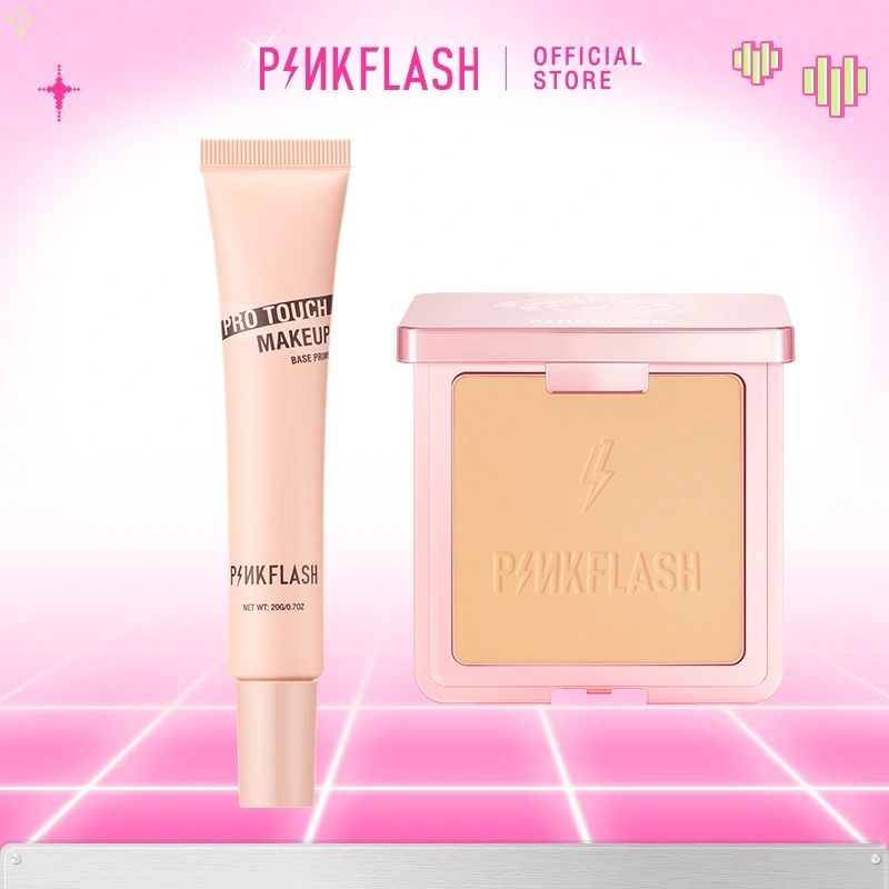 PINKFLASH Face Makeup Set Mattifying Flawless Two Way Cake Powder No Transfer pore minimizer Primer Poreless Matte Effect