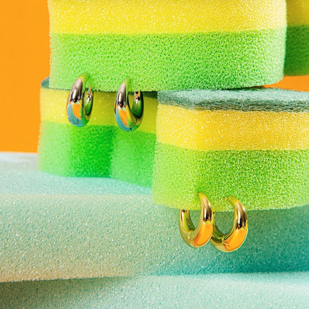 YVIS Classic Hoop l Anting Emas Gold Plated 18K Silver Plated Rhodium