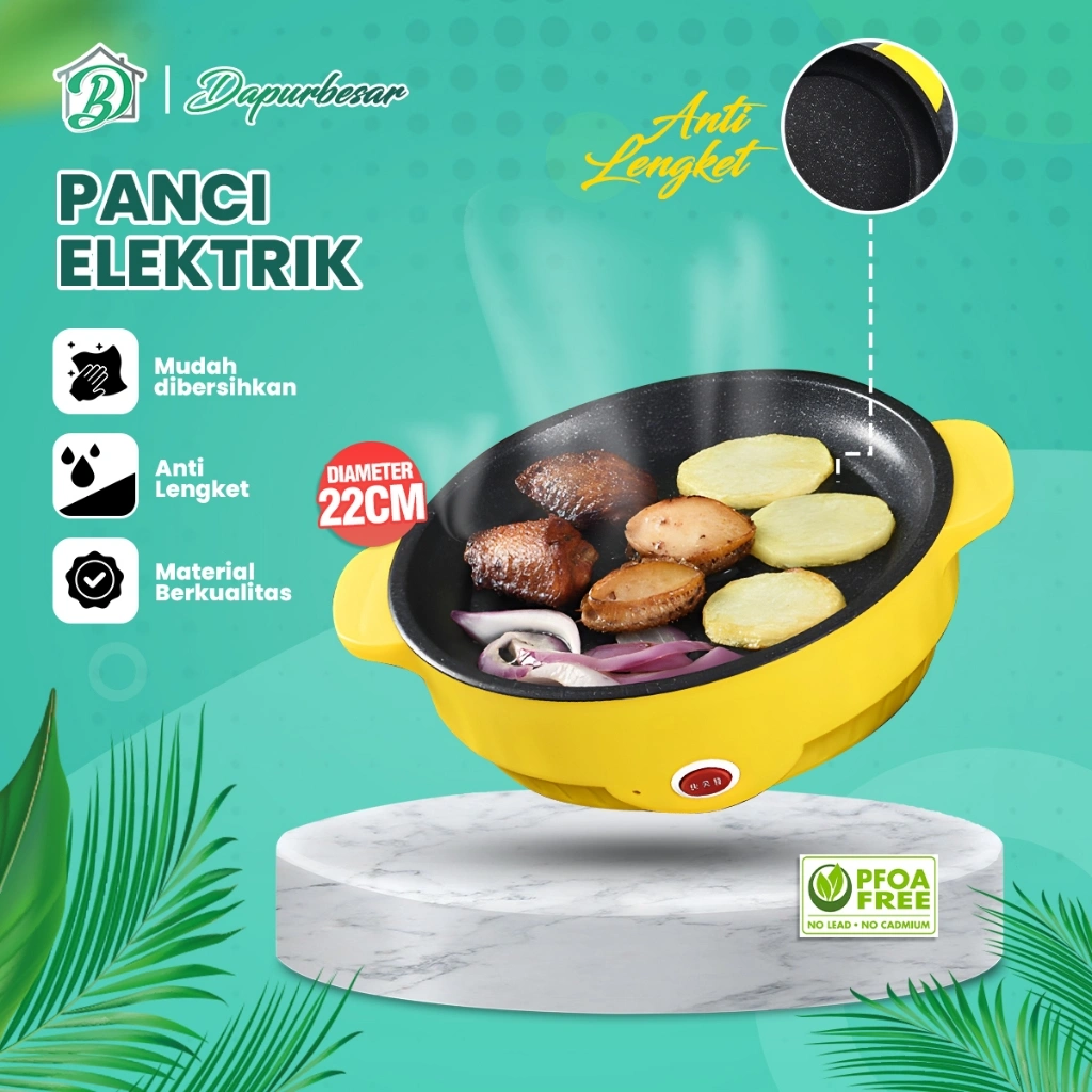 Panci Elektrik Panci BBQ Panci Listrik Teflon Anti Lengket Menggoreng dan Memanggang