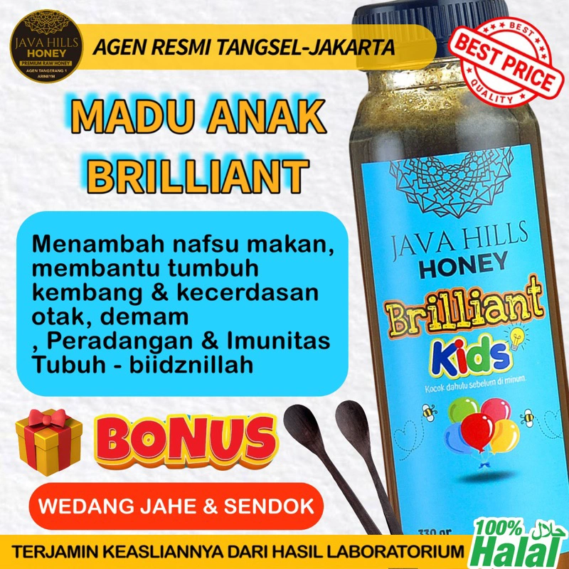 Herbal madu anak BRILIANT KIDS 320g Javahills spirulina nafsu makan imunitas mumtaz | java hills honey