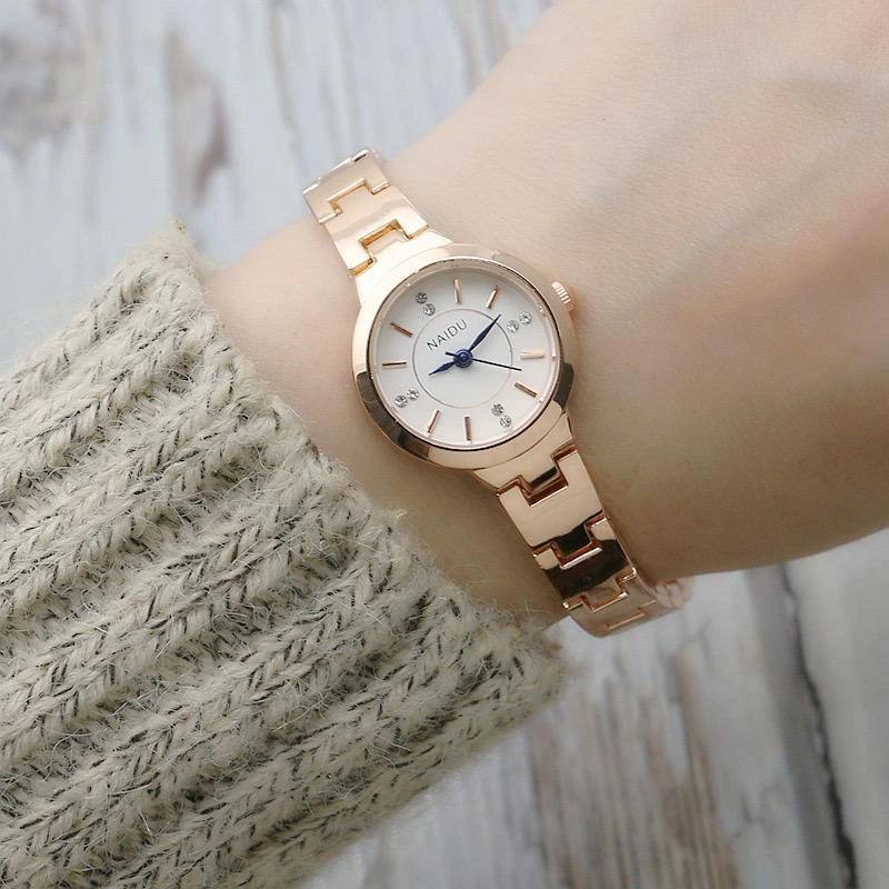 Barbee Jam Tangan Wanita Naidu Bulat Mini Tali Rantai Stanless Stell Fashion Korea